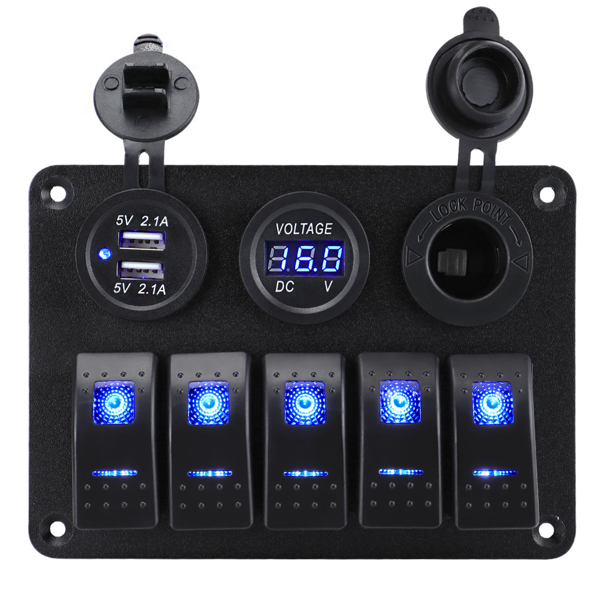 Wasserdichter Kippschalter 5+3 Mit Blauer Led, Zigarettenanzünder-steckdose Und Usb-anschluss Für Boot Und Wohnmobil-lsw