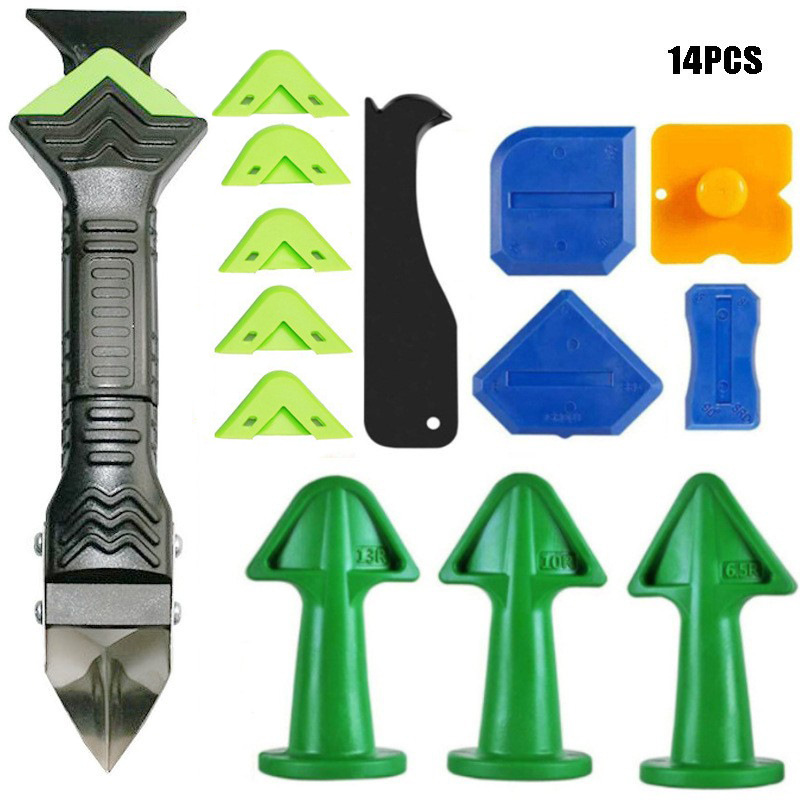 6-in-1 Dichtungs-werkzeugset, Silikon-schaber, Fugenglätter, Dreieckige Düse Und Abzieher, Multifunktionales Set Für Bad Und Küche-lsw
