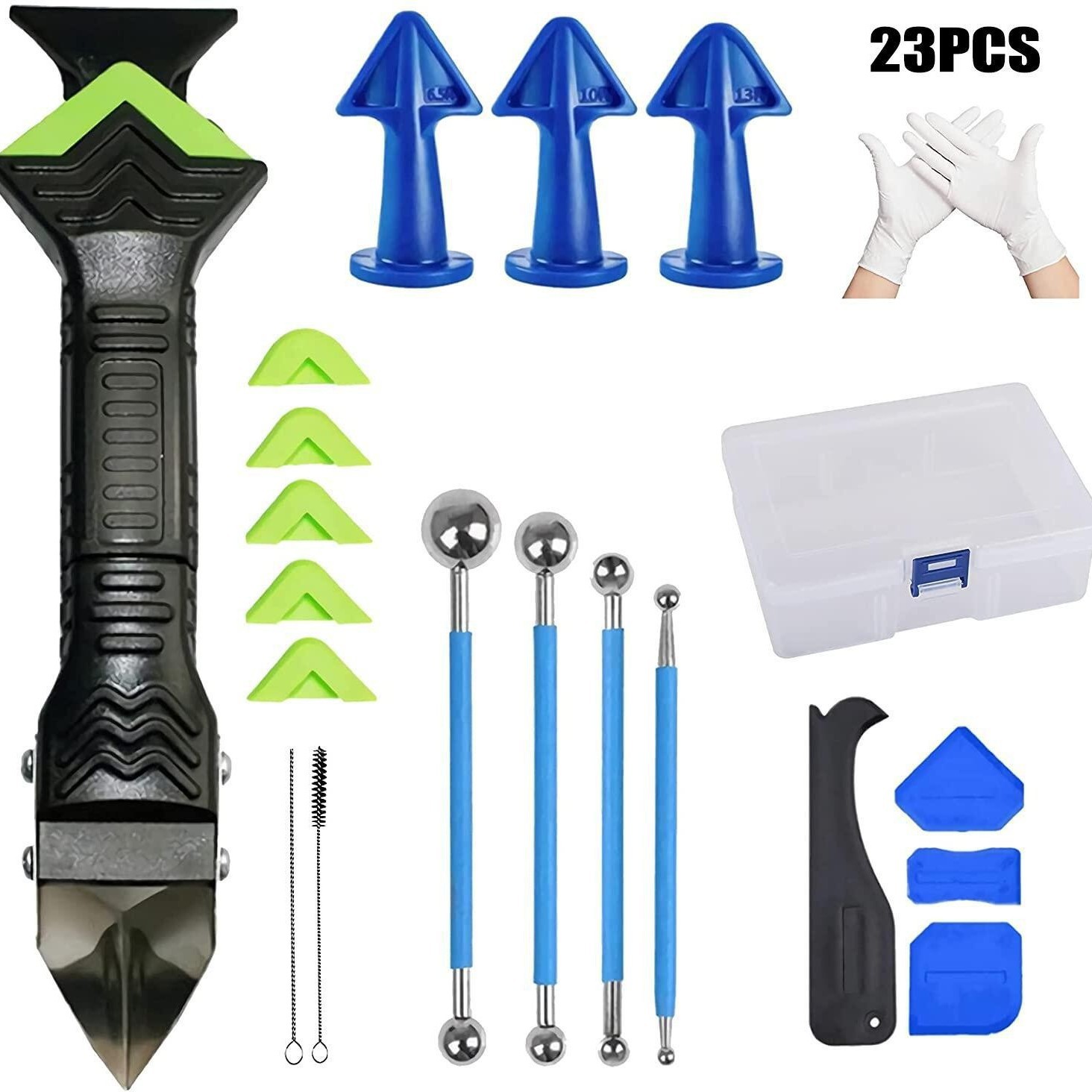 6-in-1 Fugenwerkzeug-set Mit Silikon-glätter Und Fugenkratzer, Multifunktionales Abdichtungsset Für Bad Und Küche, Finish-zubehör Mit Aufsätzen, Bürste Und Handschuhen-lsw