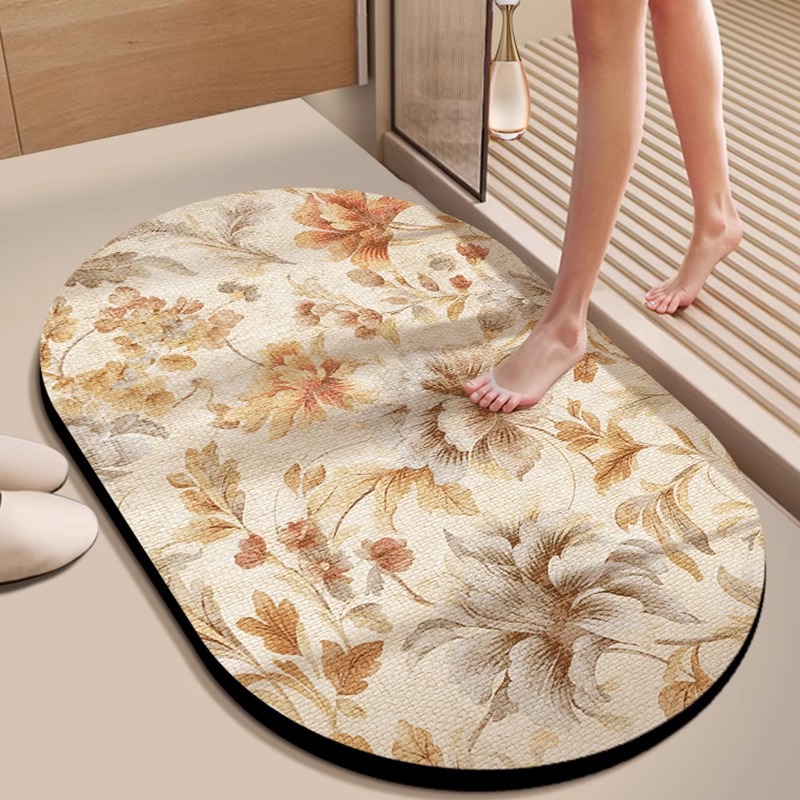 Diatomeenerde-bodenmatte – Unregelmäßige Ovale Form, Schnelle Wasseraufnahme, Rutschfest Und Schmutz- Sowie Verschleißfest – Ideal Für Das Badezimmer – 50 X 80 Cm (modell 55d Mit Relief, Leuchtende Fa