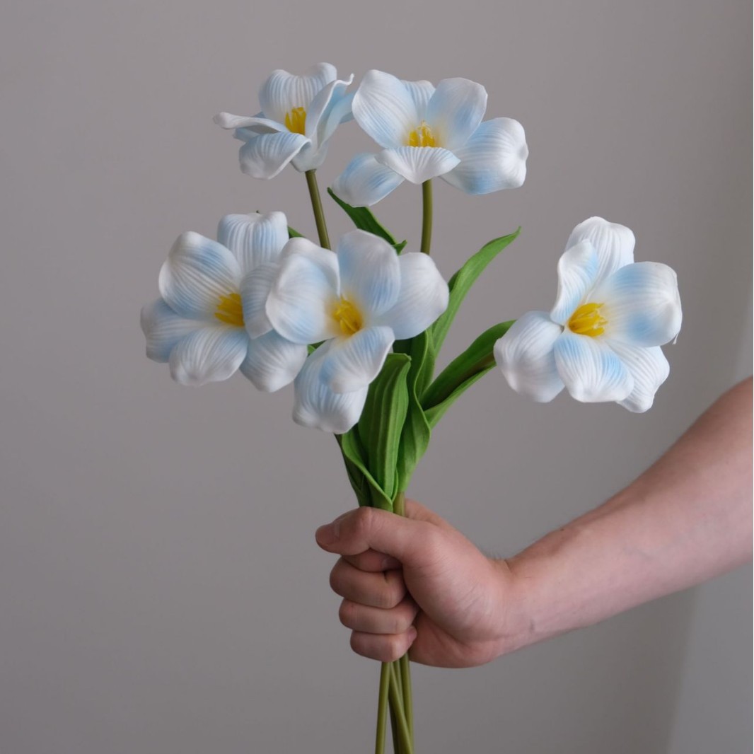 Hochwertige Künstliche Tulpen Aus Pu – 10 Stück, Realistische Blütenblätter Mit Verbranntem Finish, Ideal Für Innendekoration, Hochzeiten, Florale Workshops Und Fotografie – Gebrochenes Eisblau