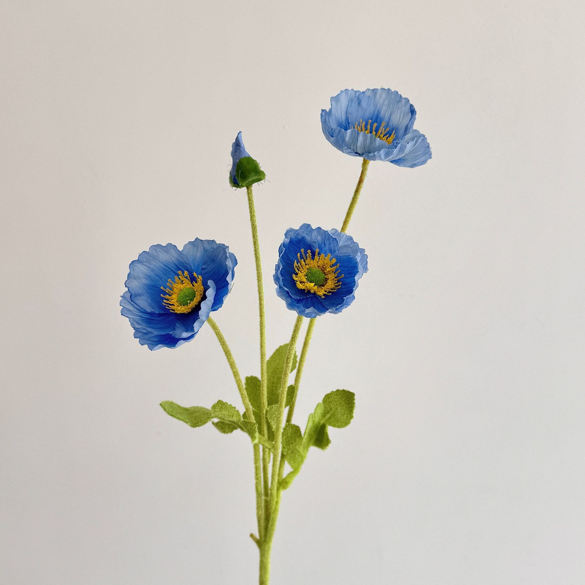 Hochwertige Künstliche Seidenmohnblumen – Realistische Eisblaue Blumen Für Hochzeitsdekoration, Innenraum- Und Floraldesign, 10er-pack