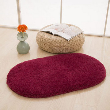 Ovales Badteppich Aus Natürlicher Schafwolle – Rutschfest, Saugfähig Und Weich – Für Badezimmer Und Wc – Bordeauxrot – 50 X 80 Cm-lsw