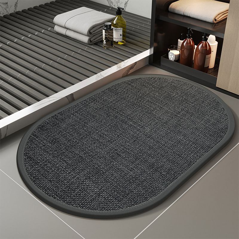 Bodenmatte Aus Leinen Und Kieselgur – Saugfähig, Rutschfest Und Schnell Trocknend Für Badezimmer Und Eingangsbereich – Minimalistischer Stil, Ovale Form (40 X 60 Cm), Farbe Perlmutt-dunkelgrau-lsw