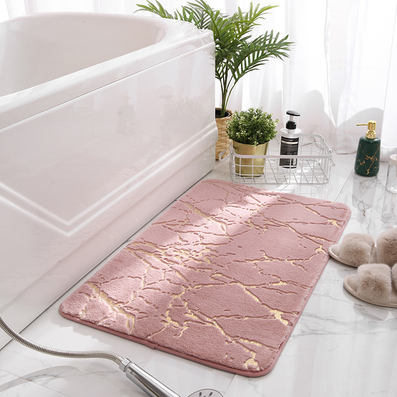 Rutschfester, Saugfähiger Badteppich Mit Goldenem Hasenmotiv – 60 X 90 Cm, Elegantes Und Sicheres Design Für Das Badezimmer (rosa)-lsw