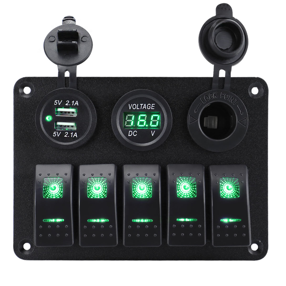 Wasserdichter Kippschalter 5+3 Mit Grüner Led, Zigarettenanzünder-usb-anschluss Für Boot Und Wohnmobil-lsw