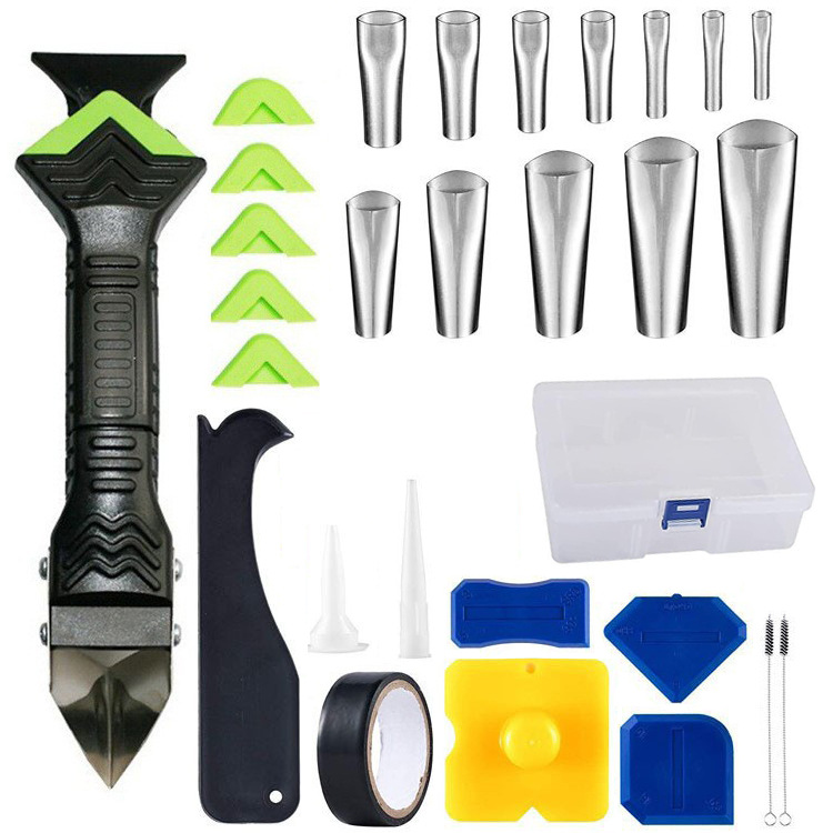 14-in-1 Dichtwerkzeug-set, Silikonfugenkratzer Und -glätter, Abzieher Und Bürsten Für Bad Und Küche, Multifunktionales Set Mit Klebeband Und Aufbewahrungsbox-lsw