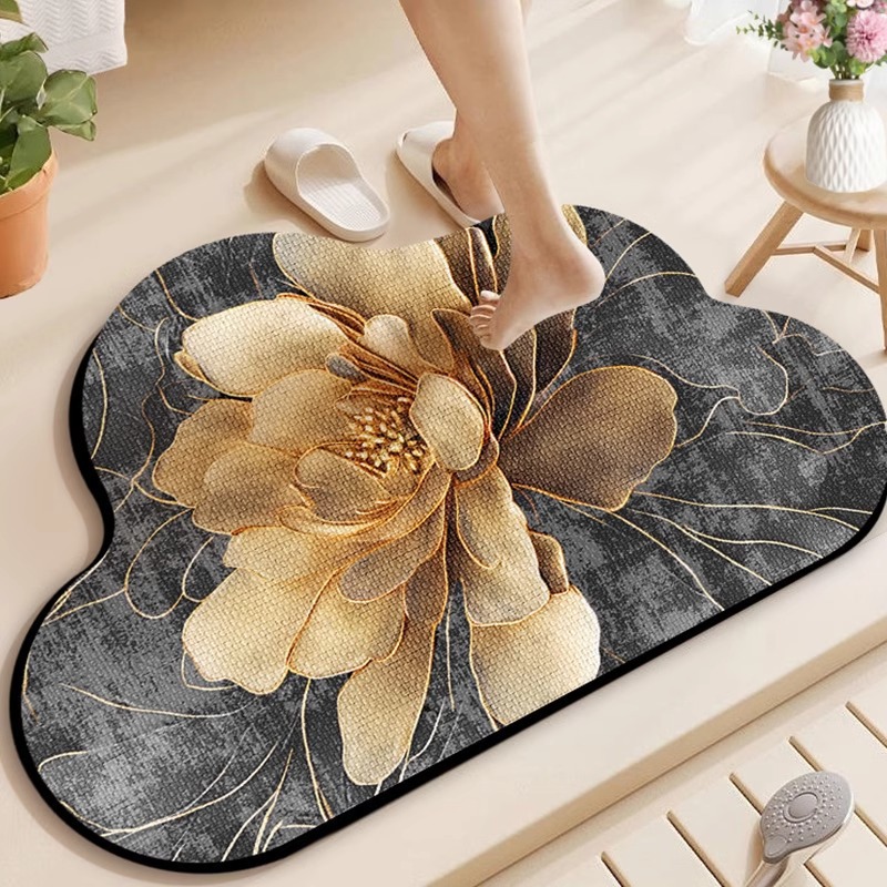 Luxuriöser Diatomeen-badematte – Unregelmäßige Organische Form, Schnelle Absorption, Rutschfest, Schmutz- Und Verschleißfest, Elegantes 3d-design Für Badezimmer (40 X 60 Cm)-lsw
