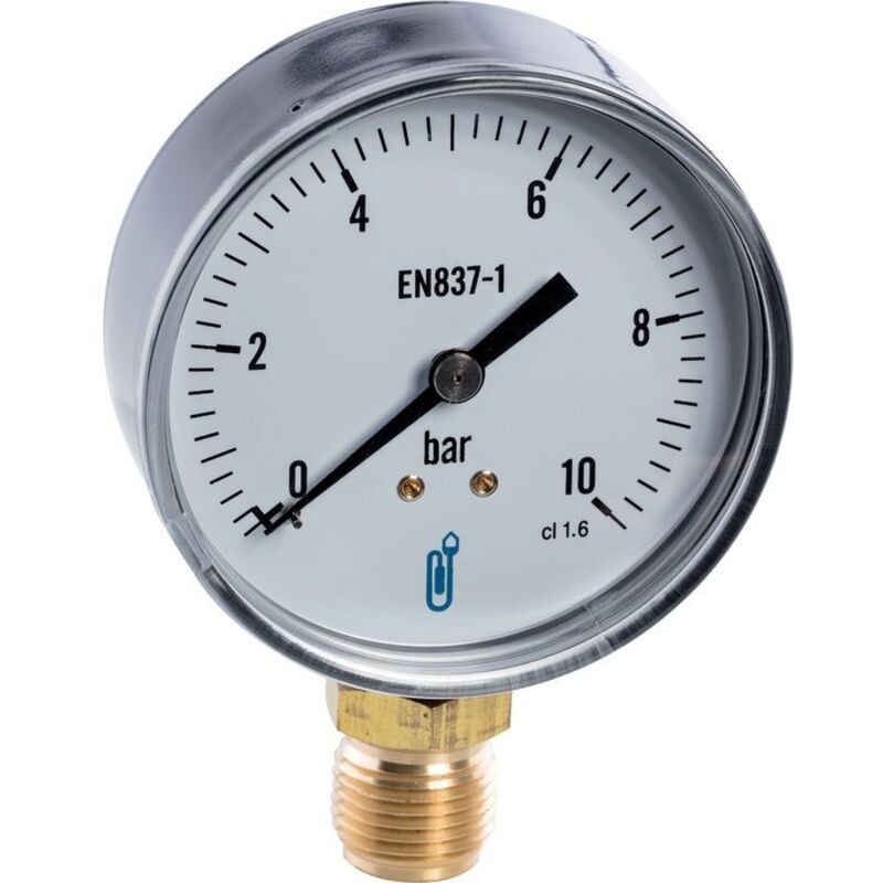 Distrilabo – Manometer Für Zentralheizungen 6 Bar Ø80 Mm – 1/2"-messing-außengewindeanschluss – Stahlgehäuse Für Nicht Korrosive Medien – Schutzart Ip23