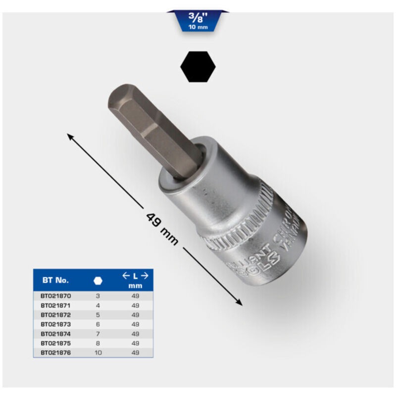 Steckschlüssel - 6-kant - 3/8" - 6 Mm - Bt021873