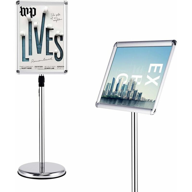 Freistehender Posterständer Aus Aluminium, A3-format, Höhenverstellbar, Um 360 Grad Drehbarer Posterhalter Für Hochzeiten, Museen, Ausstellungen, Partys (silber, A3)