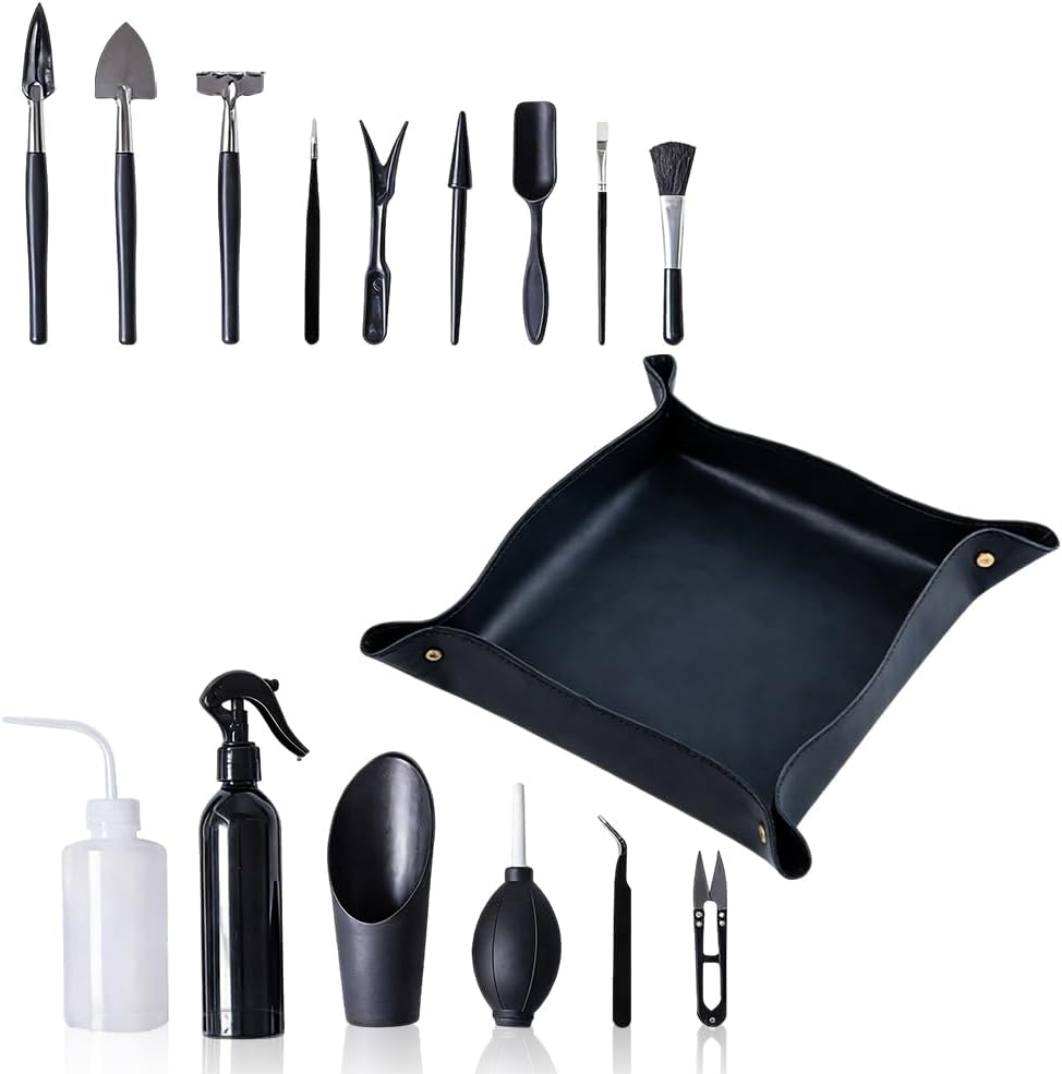 16-teiliges Bonsai-garten-set – Stahl Und Oxford-gewebe – Mit Pflanzmatte – Für Sukkulenten Und Zimmerpflanzen