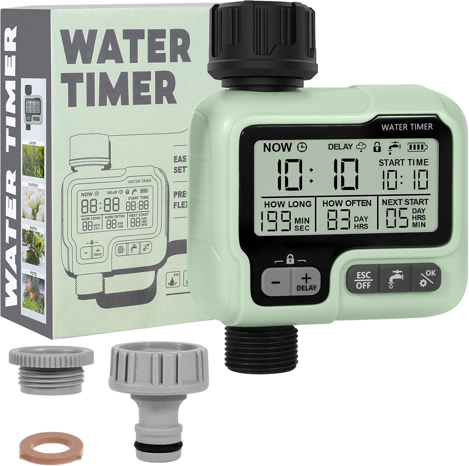 Bewässerungsuhren – 1 Stück – Abs/ipx5 – Automatik/manuell/regenverzögerung – Garten/rasen – Lcd-bildschirm