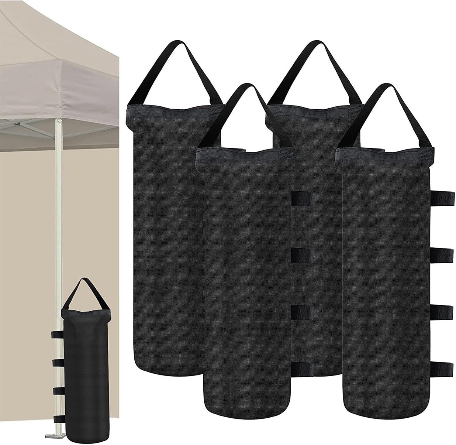 Gewichtssäcke – 4er-set – Oxford-gewebe – Für Faltzelte Und Markisen – Schwarz – 18 X 47 Cm