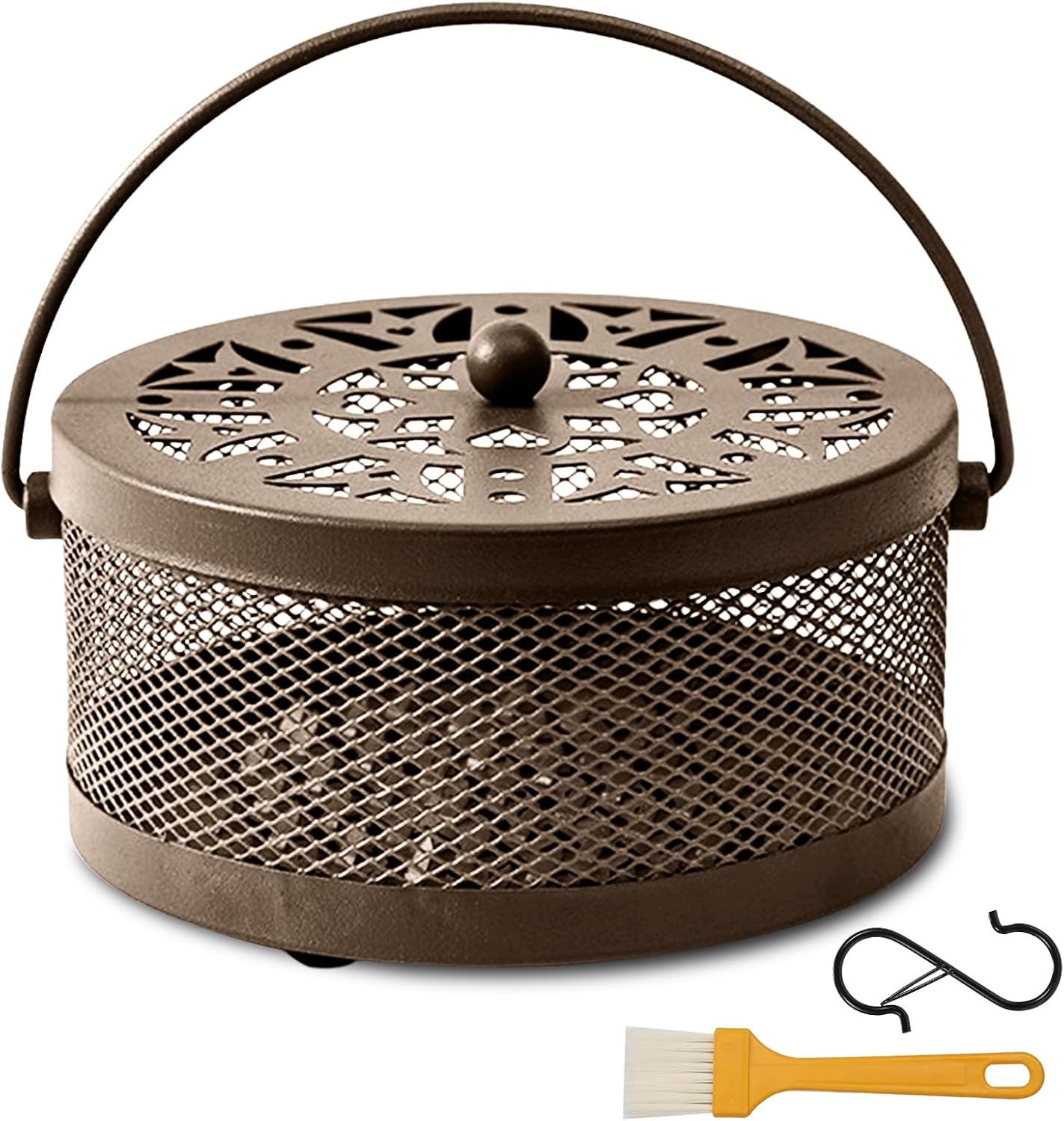 Metallener Moskitorollenhalter – 1 Stück – Schwarzer Stahl – Hohles Design Mit Deckel – Für Outdoor, Pool, Camping – Durchmesser 15 Cm
