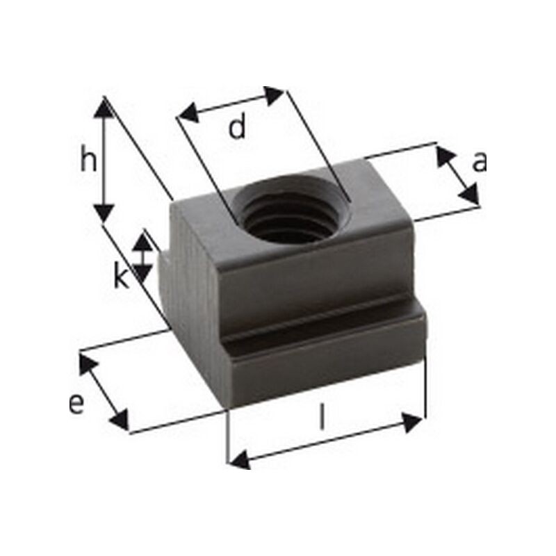T-nut-mutter, T-nut-durchmesser: M6 X 8, Abmessung A 7,7 Mm, Abmessung E 13 Mm, Abmessung H: 10 Mm, Abmessung K: 6 Mm