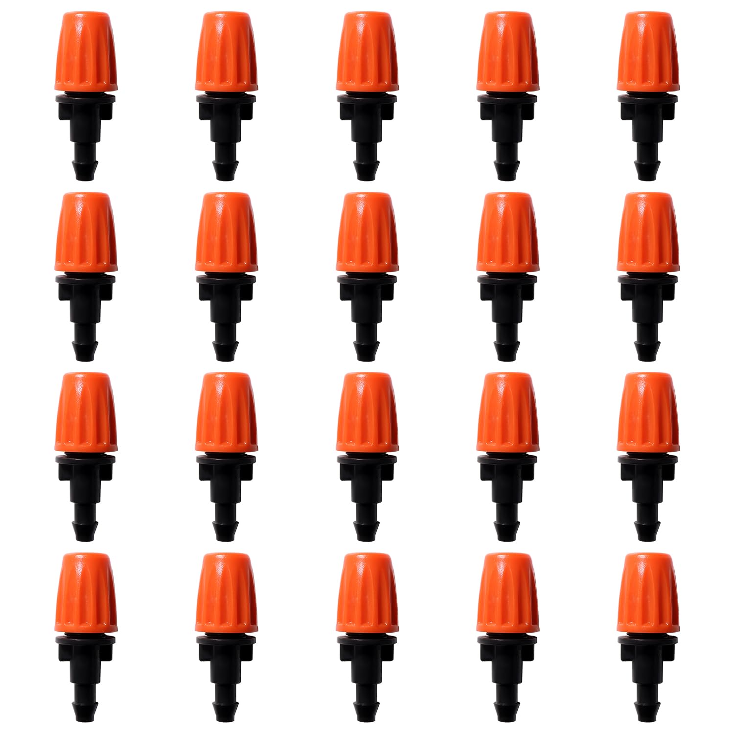 Tropfbewässerungssender – 20 Stück – Kunststoff – Einstellbare Durchflussrate – Garten- Und Gewächshausbewässerung – Schwarz-orange