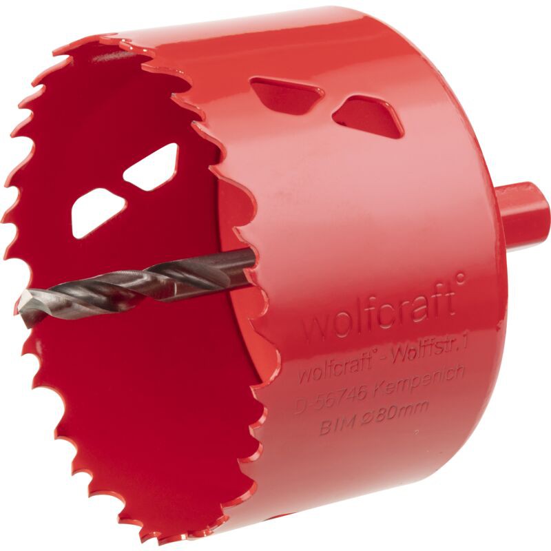 Wolfcraft – Bim Mehrkomponenten-lochsäge – Durchmesser 80 Mm – Schnitttiefe 40 Mm. Zentrierbohrer – Art.-nr. 5485000
