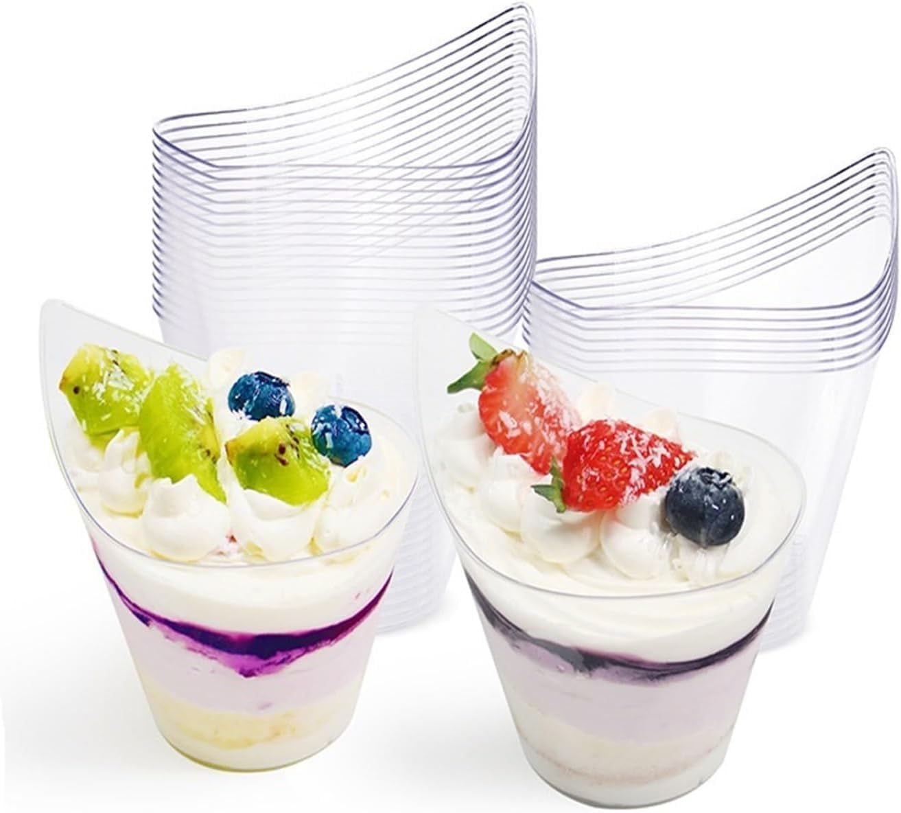 Jeiibrzui Dessertgläser-set Mit 20 Löffeln – 210 Ml – Kunststoffschalen Für Pudding, Eis Und Obst – Ideal Für Partys, Buffets Und Catering