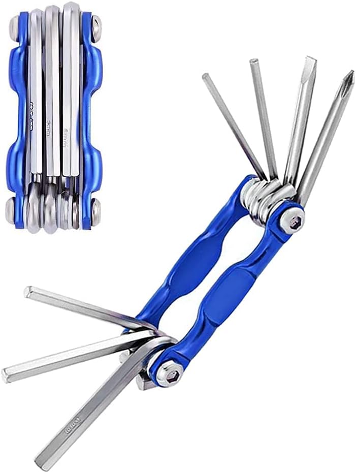 7-in-1 Fahrradwerkzeug – 1-teilig – Edelstahl – Faltbar Und Kompakt – Notfallreparatur – Blau