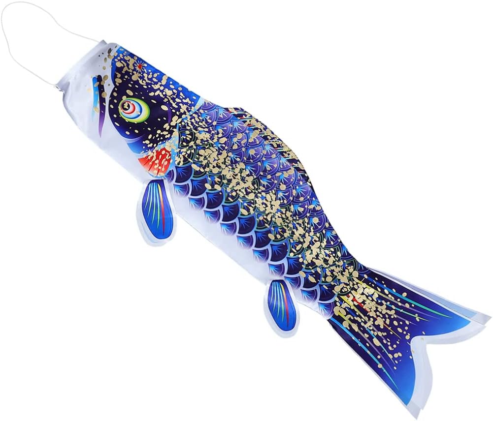 Jeiibrzui Japanischer Koi-windbeutel – 100 X 27 Cm – 1 Stück – Blau – Traditionelle Koinobori-fischfahne Für Garten Und Partys