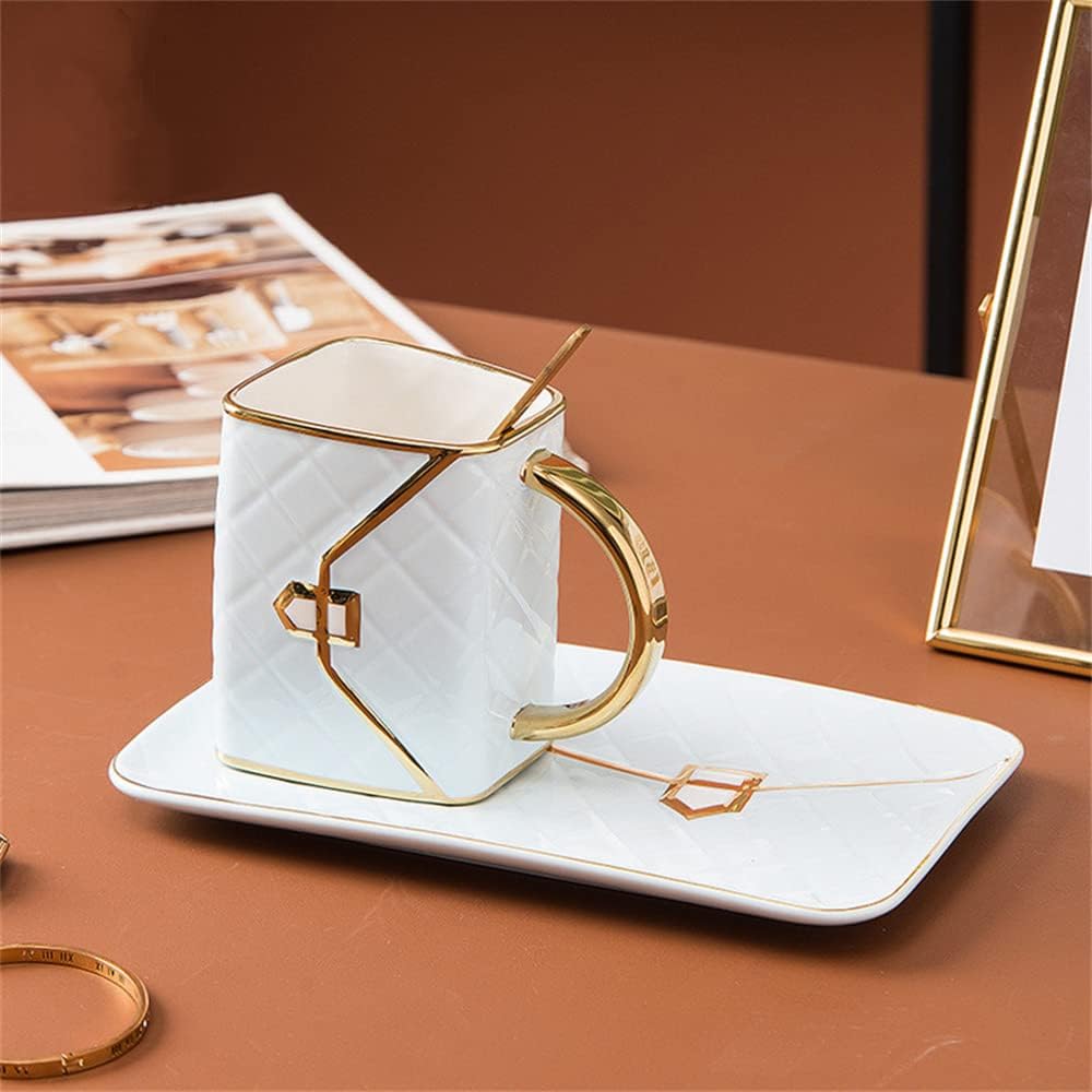 Jeiibrzui Lingge Bag Keramik-kaffeeservice – 310 Ml – 1-teilig Mit Löffel Und Untertasse – Blau