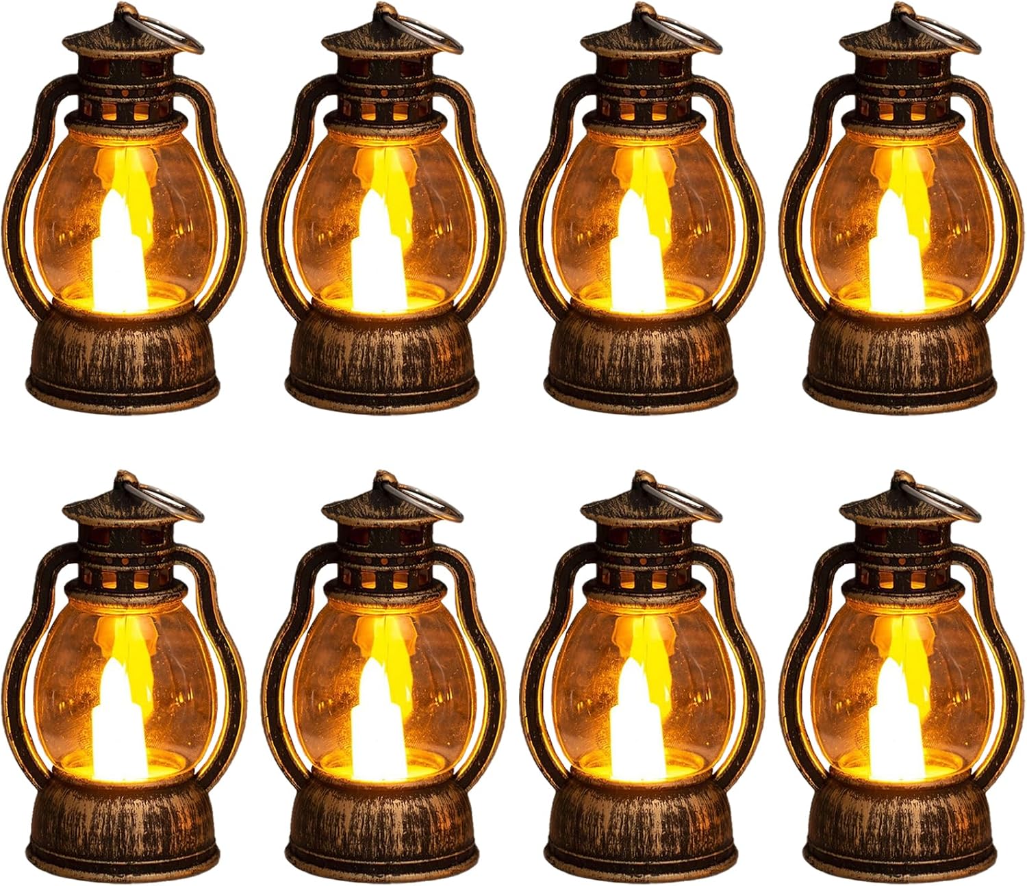 Led-laterne – 8er-set – Antikbronze-pvc – Flammeneffekt – Für Partys Im Innen- Und Außenbereich – 9 X 5,5 Cm