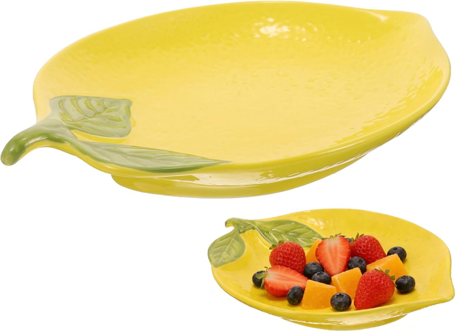 Jeiibrzui Ovaler Keramikteller – 25 X 17 Cm – 1 Stück – Gelb – Einzigartiges Design Für Salate, Desserts Und Partys