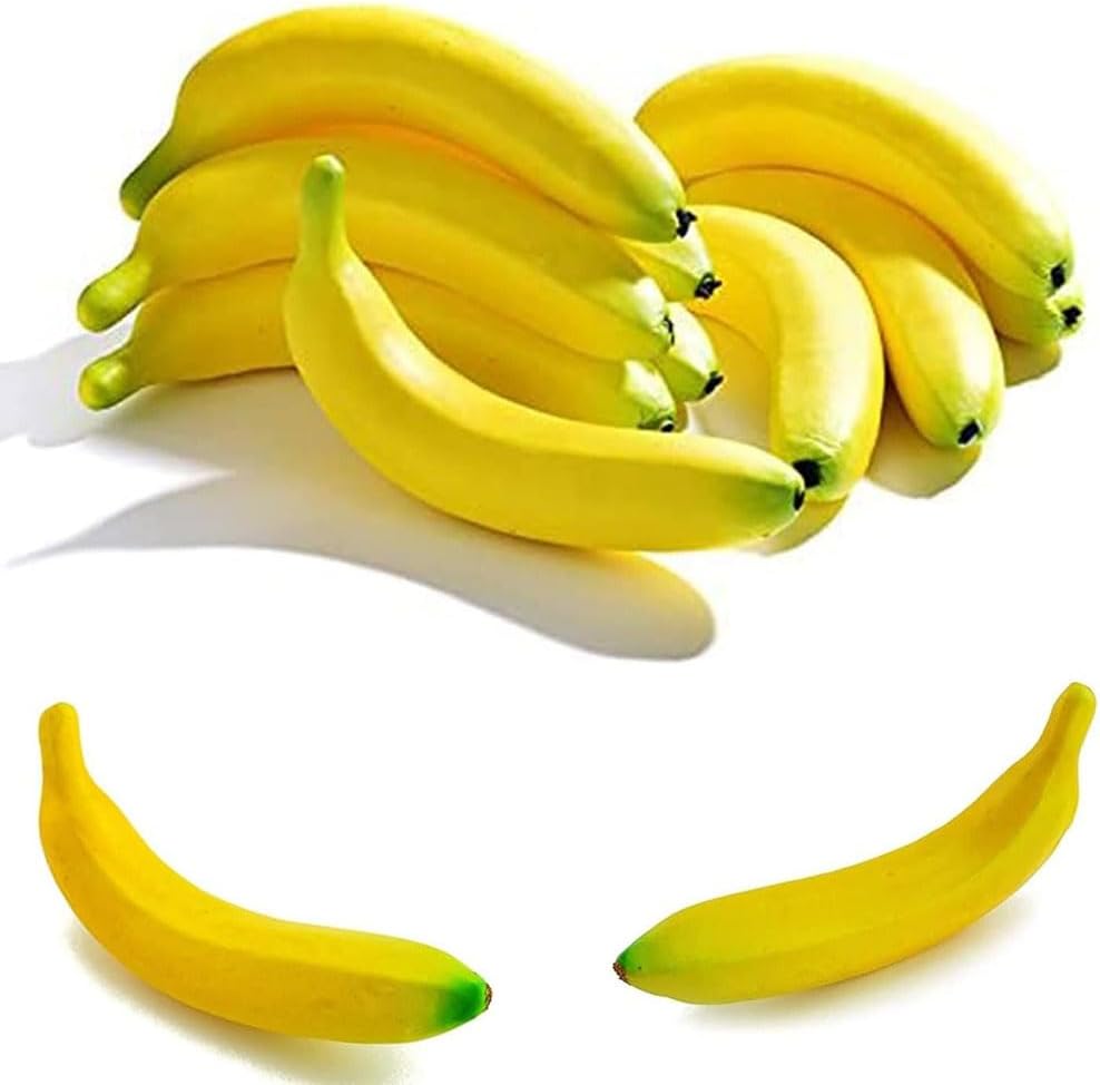 Jeiibrzui Künstliche Bananen-set – 20 Cm – 10 Stück – Realistische Künstliche Früchte Zum Kochen, Für Partys Und Fotoshootings – Gelb