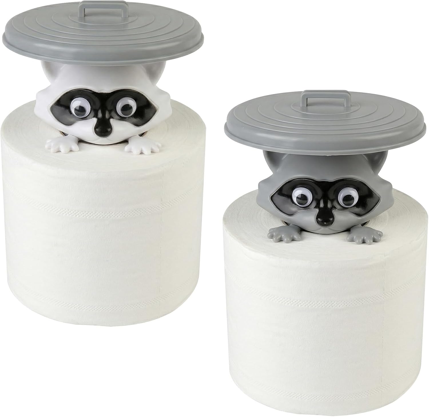 2er-set Jeiibrzui Waschbär-toilettenpapierhalter – Mit Deckel – Grau Und Weiß – Hygienische Aufbewahrung Für Küche Und Bad