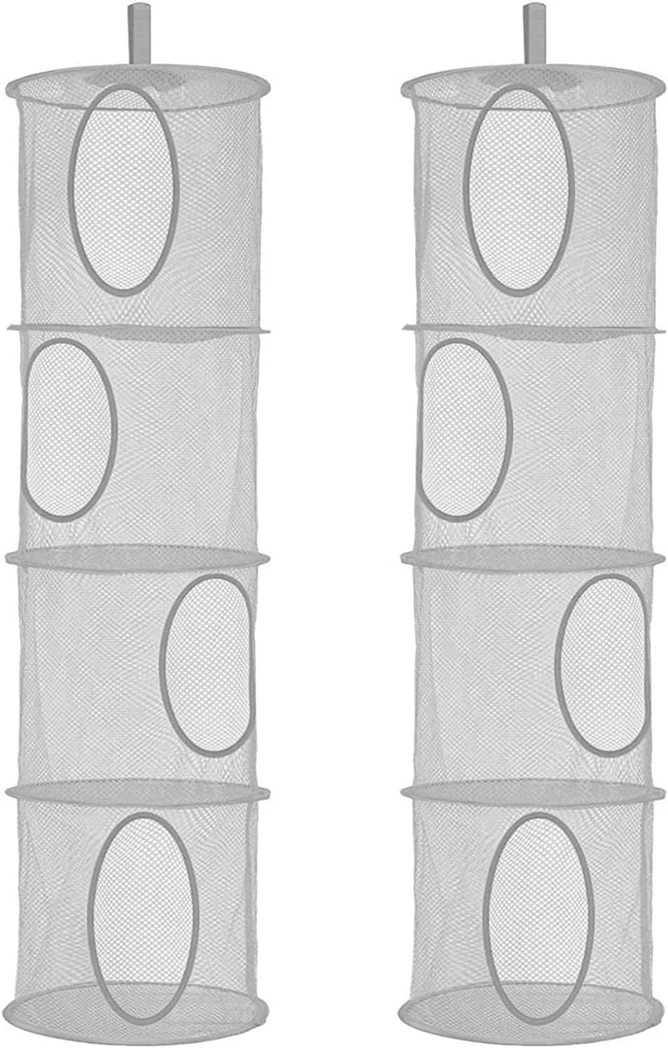Jeiibrzui Kinder-organizer-serie - 30x30x110 Cm - 2-teilig Mit 4 Fächern - Grau - Faltbarer Hängeorganizer Aus Stoff Für Spielzeug Und Kleidung Im Kinderzimmer Oder Kleiderschrank