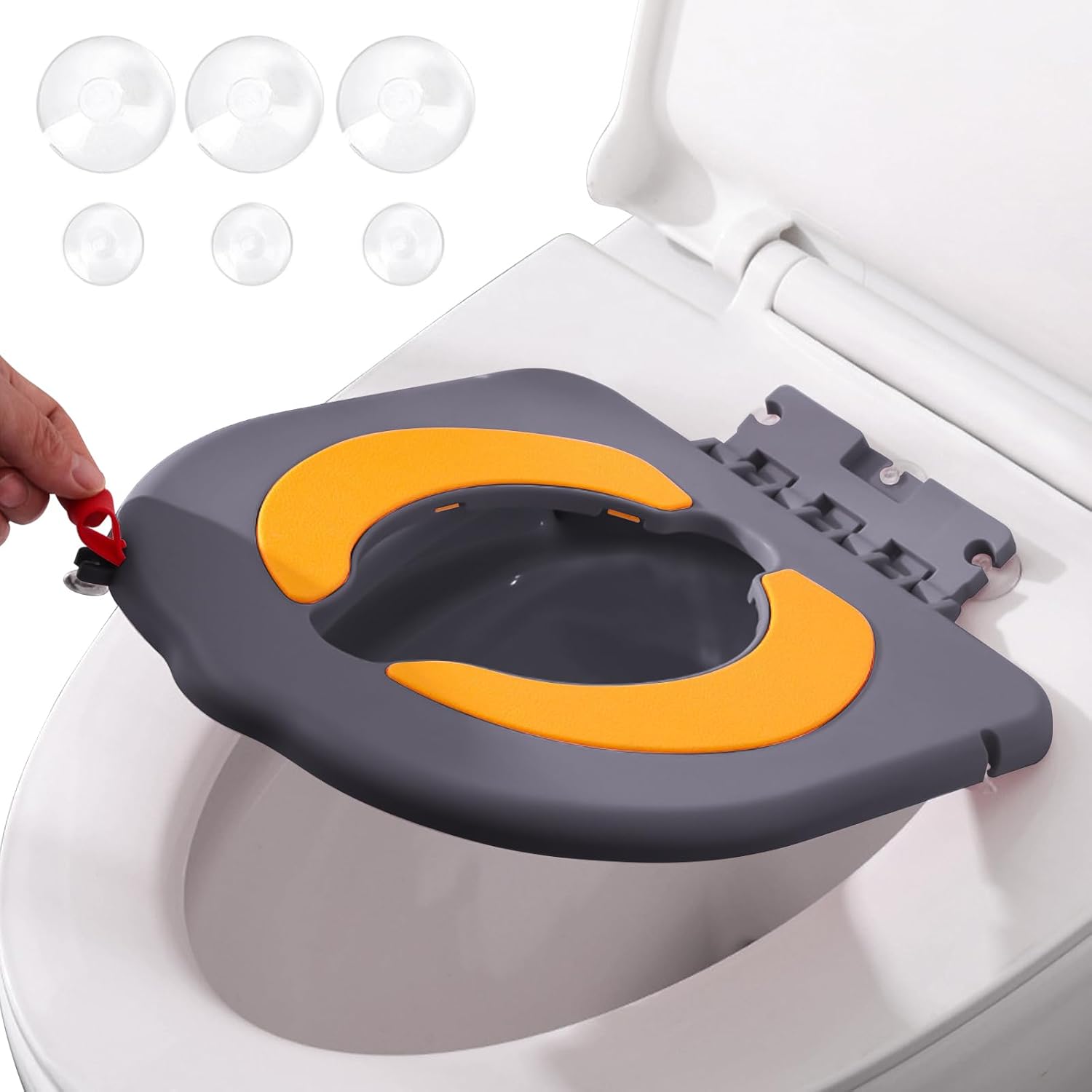 Jeiibrzui Universal-toilettensitzring Mit 6 Saugnäpfen – Rutschfestes Und Sicheres Kissen Für Jungen Und Mädchen – Grau