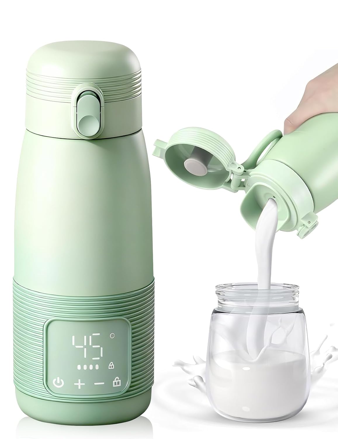 Jeiibrzui Tragbarer Flaschenwärmer – 500 Ml Flaschenwärmer, Ideal Für Unterwegs – Präzise Temperaturregelung (37–55 °c) – Langlebiger 5000-mah-akku – Grün