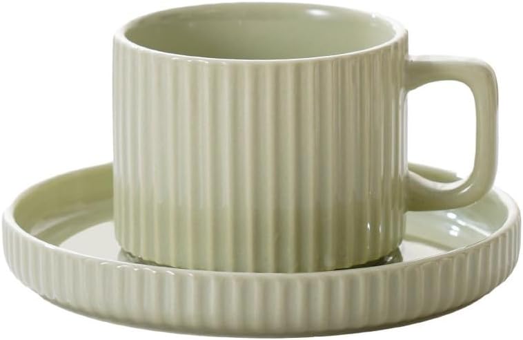 Jeiibrzui Keramik-espressotasse Mit Großer Untertasse – 230 Ml – 1er-set – Grün