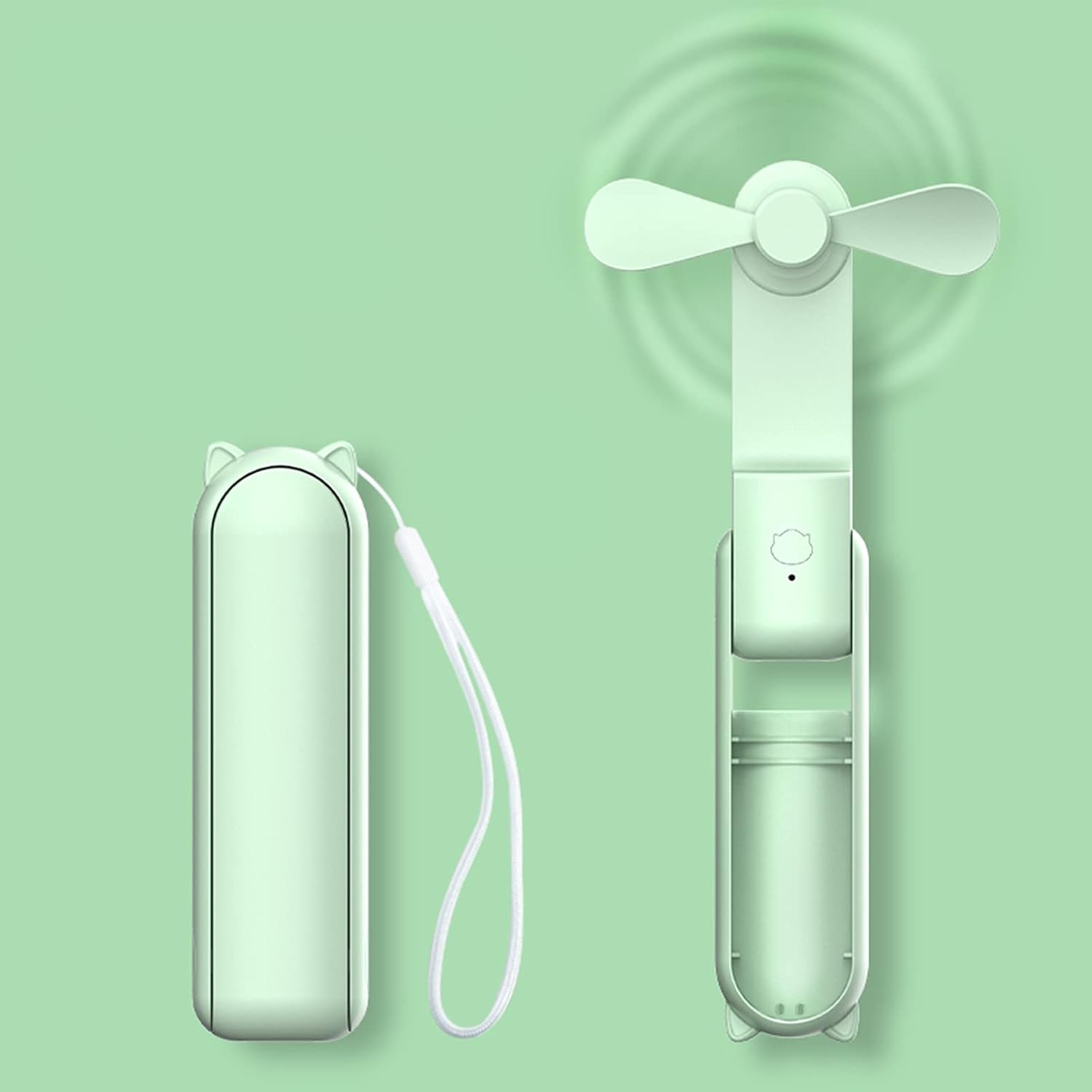 Jeiibrzui Tragbarer Ventilator – Ultraleicht (125 G) – 20-mah-akku Mit Integriertem Ladegerät – 3 Geschwindigkeitsstufen – Leise – Faltbar – Ideal Für Reisen, Büro Und Pendeln – Grün