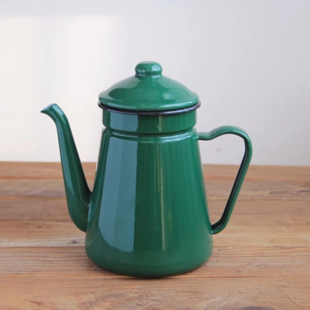 Jeiibrzui Teekanne Emaille-serie – 20,5 X 11 X 19 Cm – 1,1 Liter Multifunktionale Kaffee- Und Teekanne – Grün