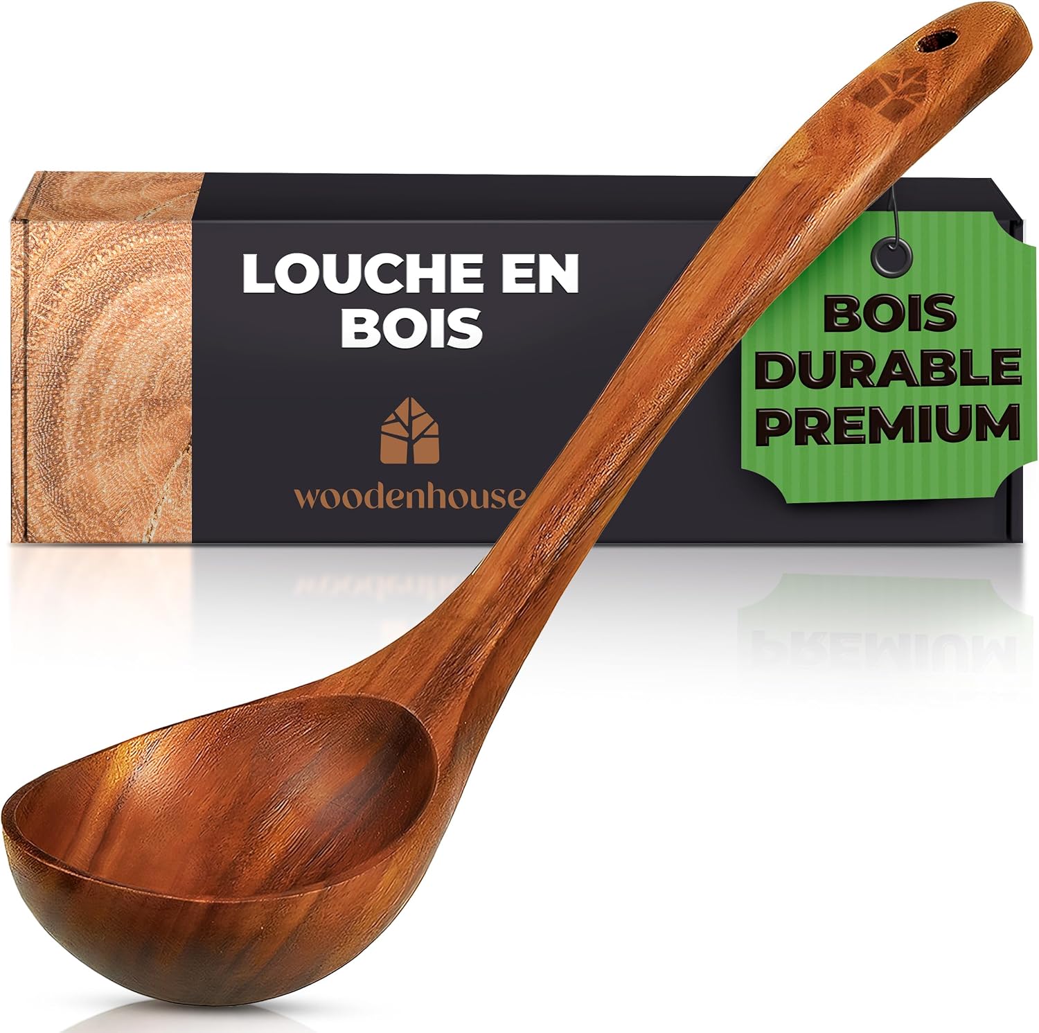 Teak-schöpfkelle – 1 Stück – Naturholz – Ausgießer Und Haken – Küchenhelfer – 31,5 Cm