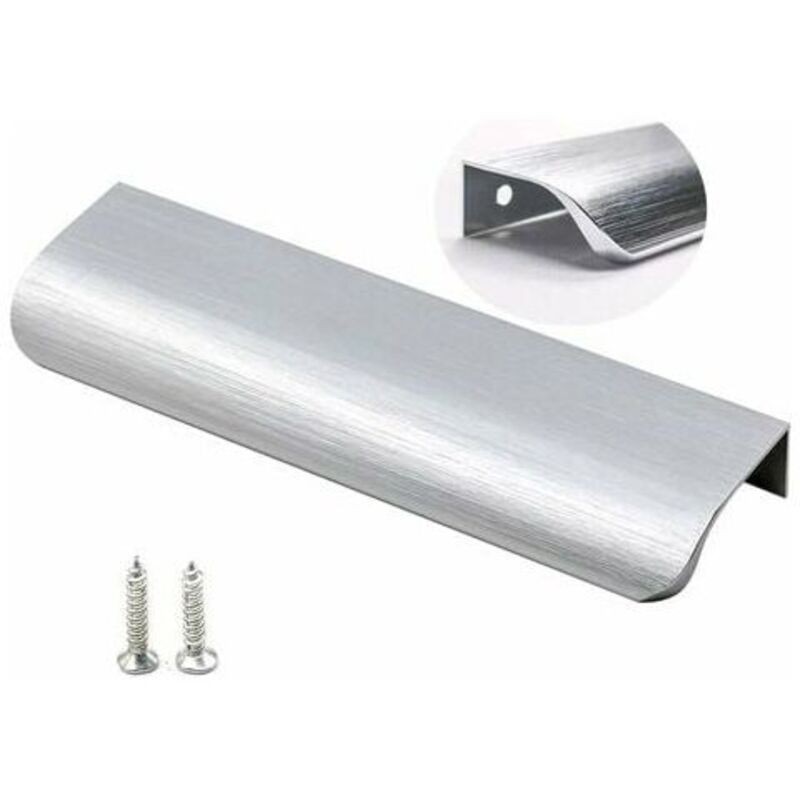 Set Mit 10 Vernickelten Aluminium-möbelgriffen – 128 Mm Lochabstand – Unsichtbarer Griff Für Schubladen Und Schränke – Einfache Montage – Ls7027snb128
