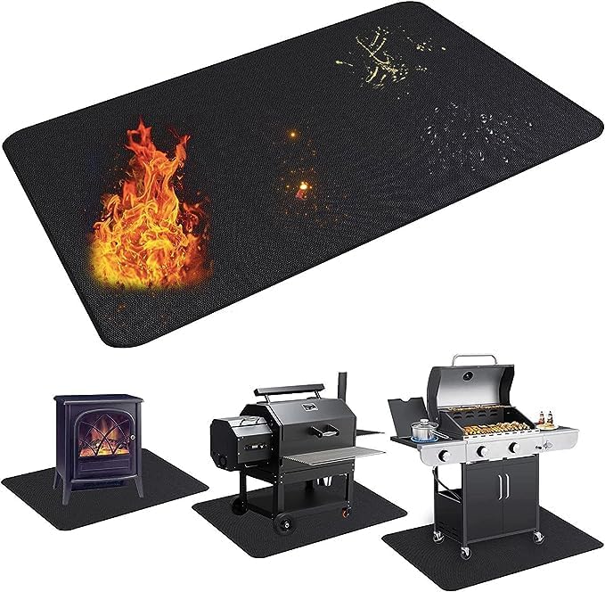 Grillmatte – 1 Stück – Silikon Und Fiberglas – Beidseitig Feuerhemmend – Schutz Für Terrasse Und Garten – 122 X 178 Cm