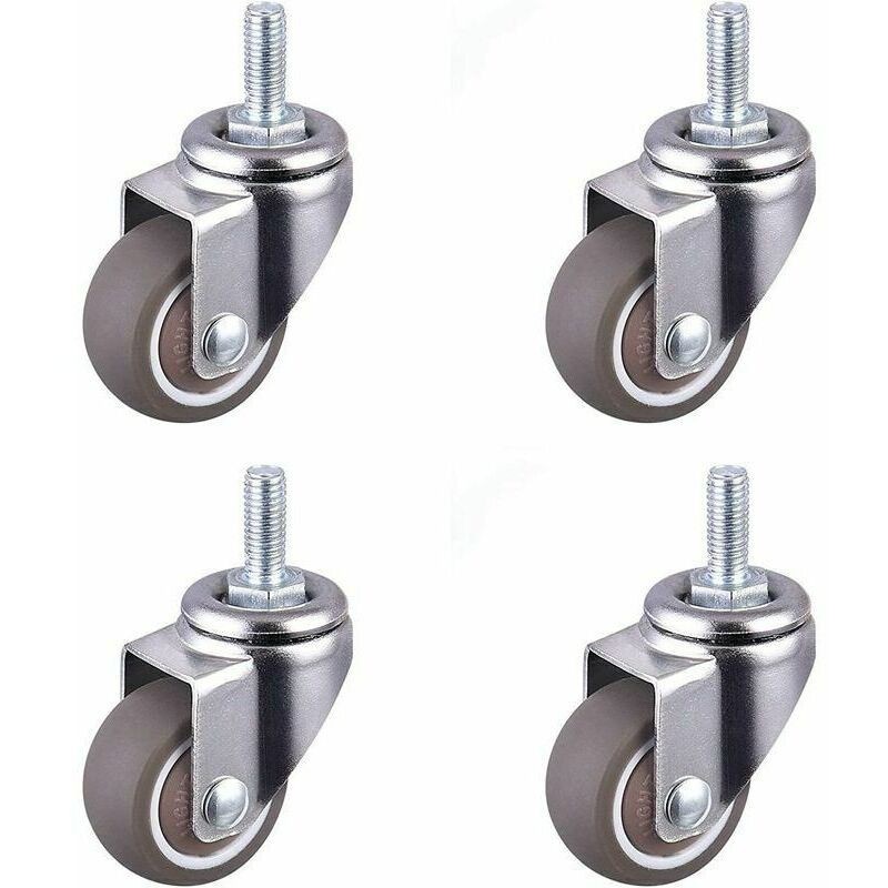M6 Lenkrolle Aus Weichgummi – 25 Mm Durchmesser – 4 Gewinderollen Für Möbel – Leichtgängig Und Leise