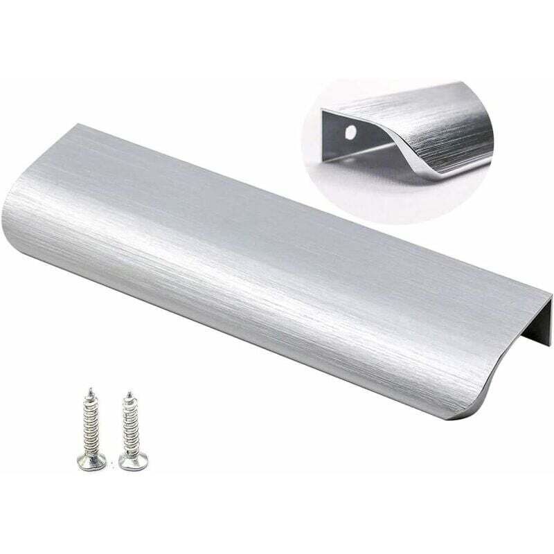 Set Mit 10 Unsichtbaren Möbelgriffen Aus Gebürstetem Nickel Für Küchenschubladen, Aus Edelstahl (150 Mm Mittenabstand) -
