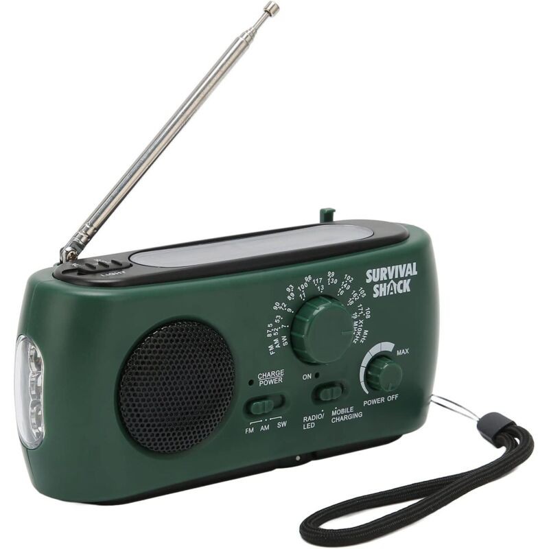 Tragbares Fm/am/sw-radio, 800-mah-notfallradio Mit Wetterwarnung, Kurbel-/batterie- Und Netz-/solarbetrieb, Solarradio Mit Led-licht Und Sos-alarm Für Wanderungen Und Outdoor-aktivitäten