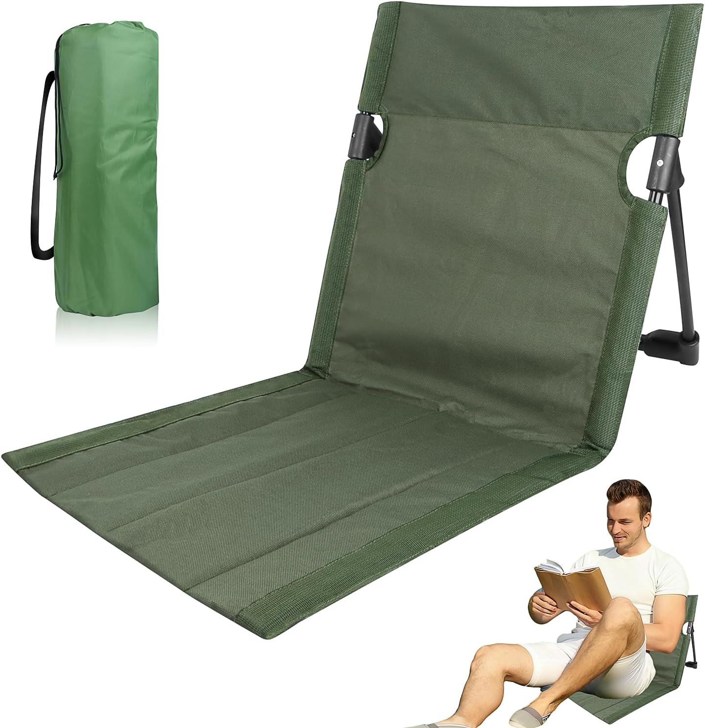 Klappbarer Strandstuhl – 1 Stück – Aluminium Und Oxford-gewebe – Ergonomische Rückenlehne – Für Camping Und Garten – Khakigrün