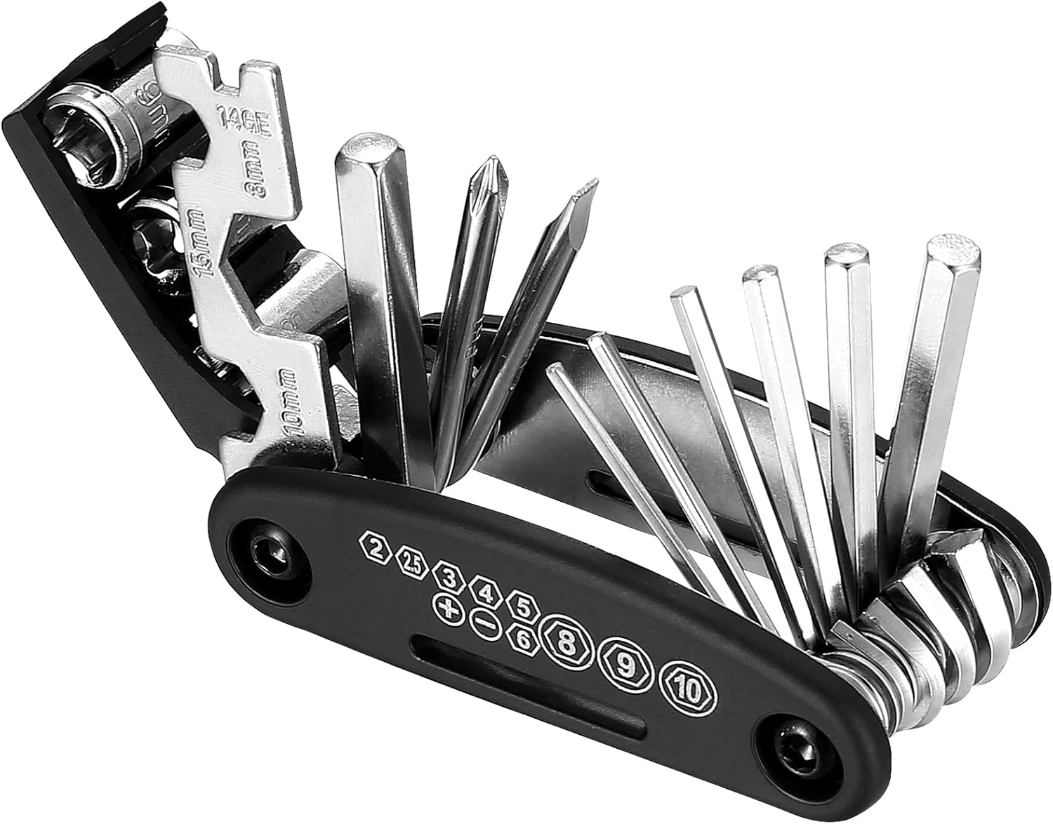 16-in-1 Fahrradreparaturset – Kohlenstoffstahl – Faltbares Multitool – Für Mountainbikes Und E-bikes – 9 X 4,6 X 2,7 Cm