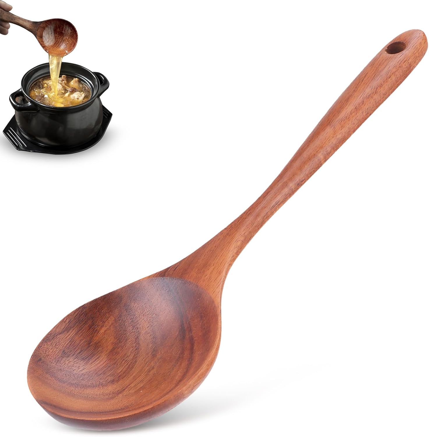 Holzkelle – 1 Stück – Naturbuche – 24 Cm Langer Griff – Küche & Soßen