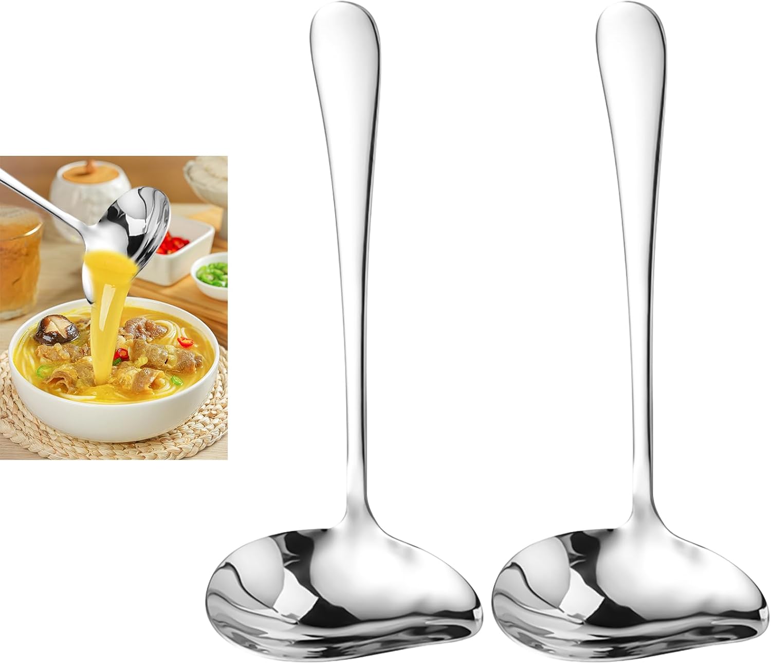 Saucenkelle – 2-teilig – Edelstahl – Tropffreier Ausguss – Für Suppen Und Saucen – 17,5 Cm