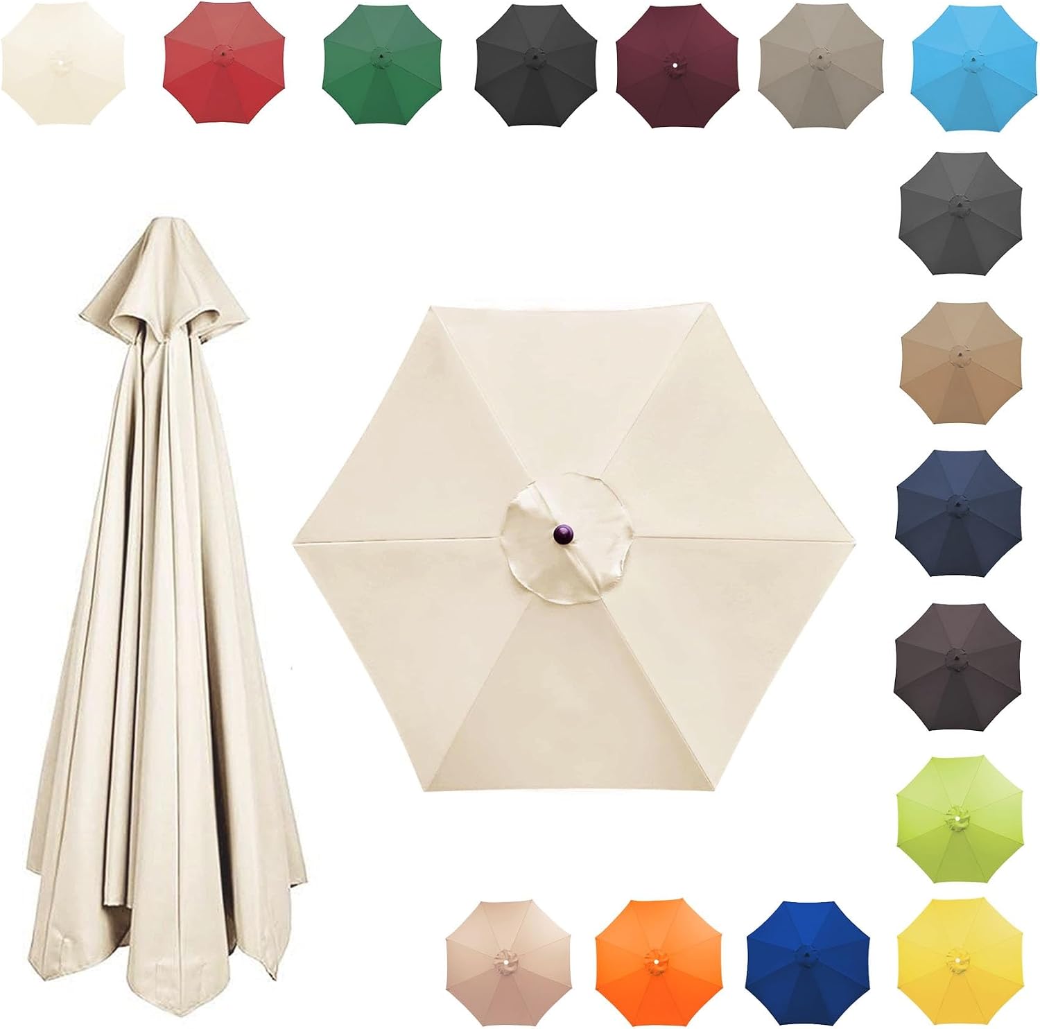 Ersatz-sonnenschirmdach – 8 Streben – Uv-schutz 50+ – Polyester – Wasserabweisend – Für Garten, Terrasse Und Balkon – 350 Cm
