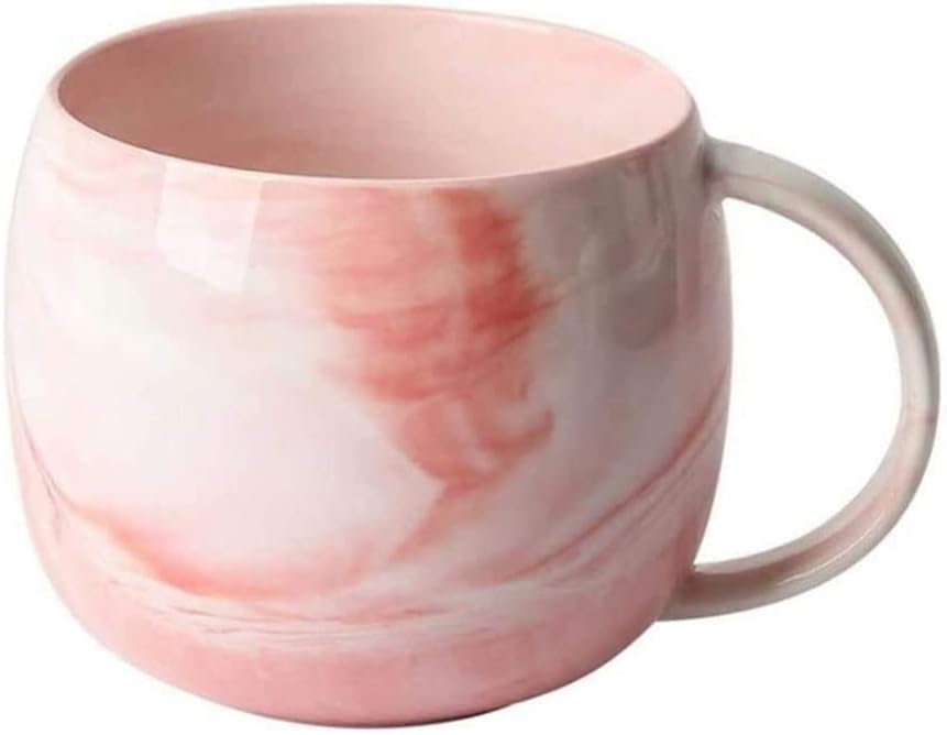 Jeiibrzui Keramikbecher In Marmoroptik – 300 Ml – 1 Stück – Rosa – Robuster Kaffeebecher Für Büro Und Zuhause – Ideales Geburtstagsgeschenk