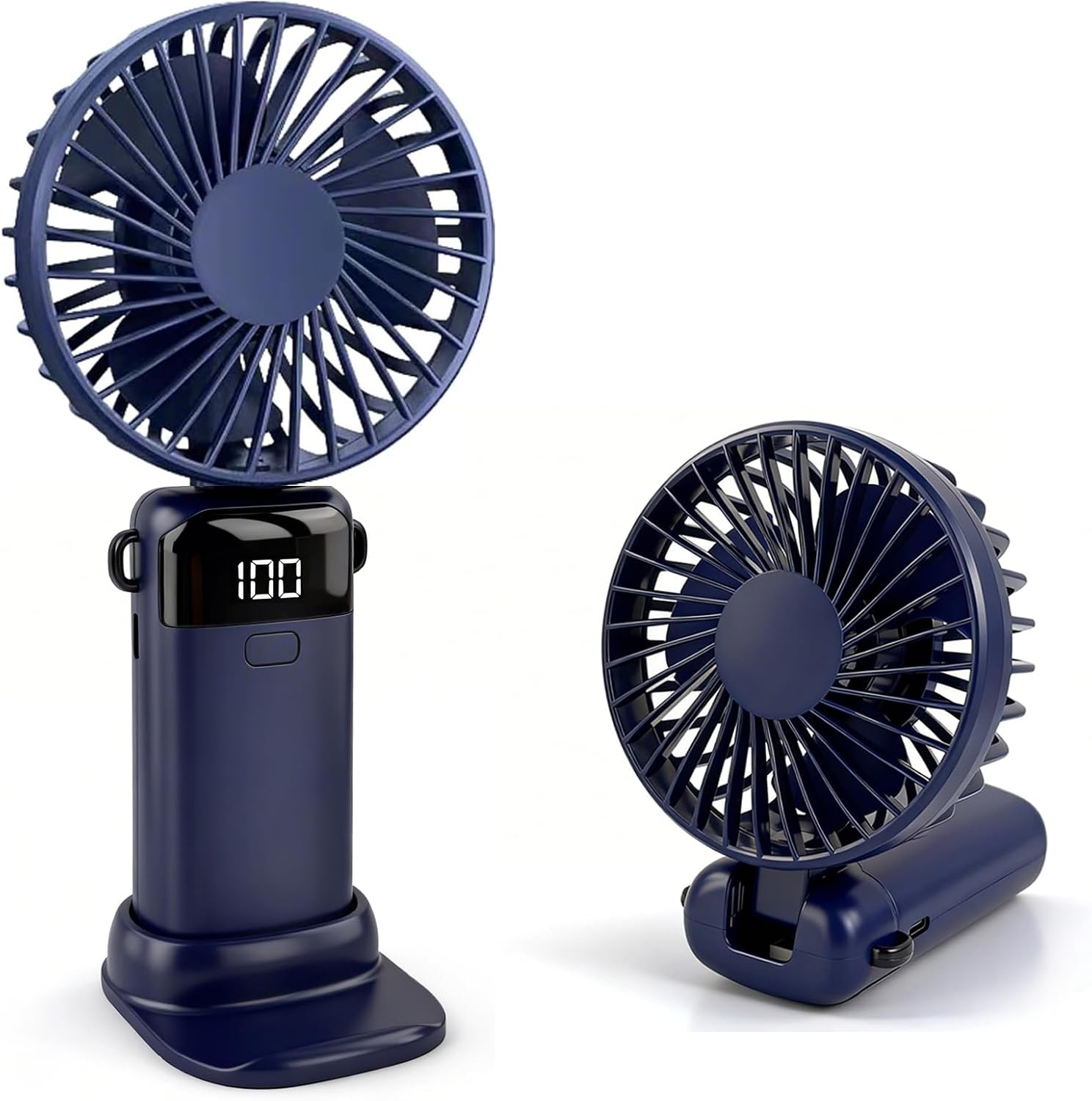 Jeiibrzui Tragbarer Ventilator – Mini-usb-ventilator Mit Ladefunktion – 5 Geschwindigkeitsstufen – Faltbar – Mit Led-anzeige Und Tragegurt – Ideal Für Büro, Outdoor-aktivitäten Und Reisen – Blau