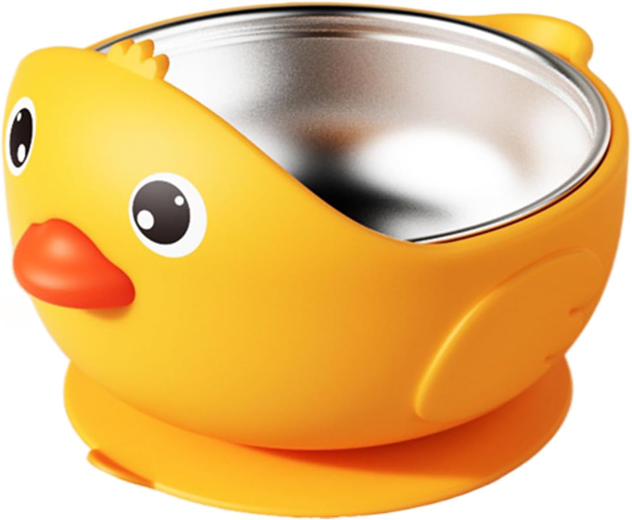 Jeiibrzui Kinderschüssel Mit Saugnapf – Edelstahl Und Silikon – 13,8 X 11,8 X 8,3 Cm – 1 Stück – Cartoon-design – Ideal Für Kindergarten, Schule Und Zuhause
